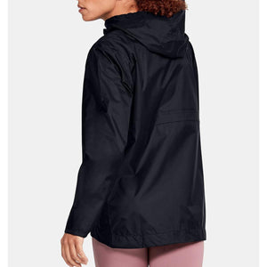 Under Armour black hooded windbreaker jacket viewed from the back