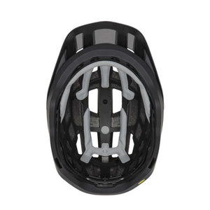 Interior view of a black Smith Optics bike helmet showing padding and ventilation