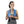 Woman wearing an AlphaCool blue cooling neck wrap with a gel pack insert