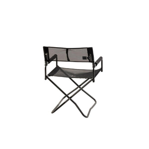 Black folding directors chair with mesh seat and backrest