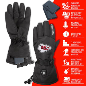 ActionHeat Kansas City Chiefs heated gloves with power banks and feature list