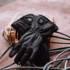 FNDN black heated gloves with power control buttons on the wrist