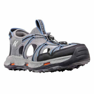 Korkers grey and black water sandal with toggle lacing system