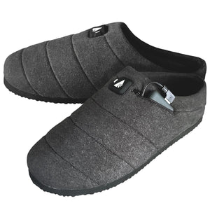 ActionHeat grey quilted heated slippers with battery pack in side pocket