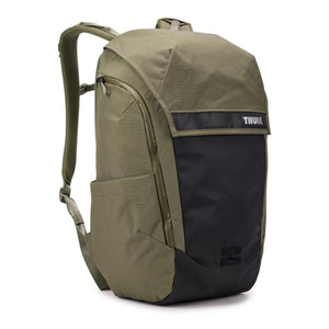 Thule olive green and black backpack with adjustable shoulder straps