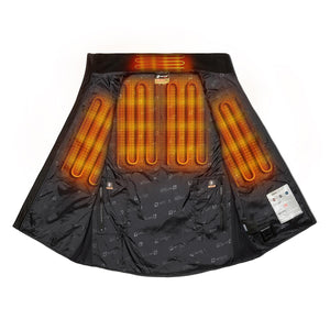 Interior view of Venture Heat vest showing orange heating elements on back and chest panels