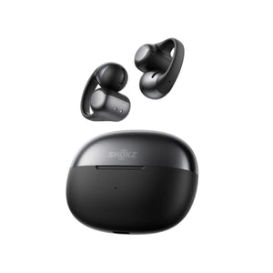 Shokz OpenFit black wireless earbuds and charging case