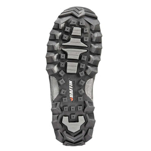 Black Baffin boot tread sole with deep lugs and textured grip pattern