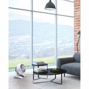 Vornado white air circulator fan on a living room floor