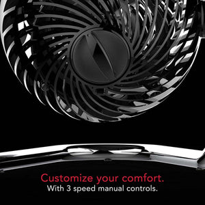 Vornado Pivot3 Compact Air Circulator Fan with Pivoting Axis, 3 Speed Settings, Removable Grill for Cleaning - Black