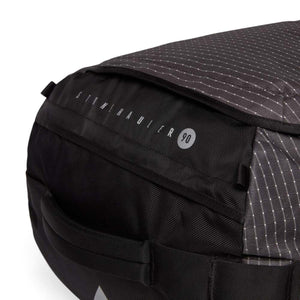 Black Diamond StoneHauler 90 duffel bag detail showing fabric texture and branding