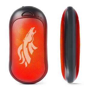 ActionHeat red and black rechargeable hand warmer with geometric pattern