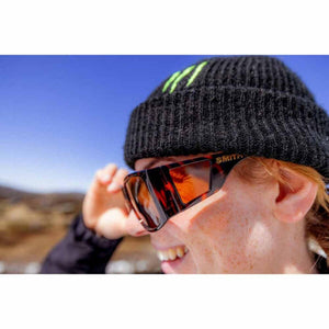 Person wearing Smith sunglasses and a black beanie