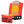 Red portable heated stadium seat with mesh pockets and black metal frame