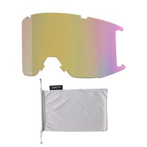 Smith replacement goggle lens with iridescent finish and grey microfiber storage bag