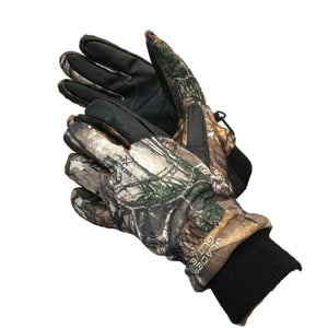 Glacier Glove camouflage hunting gloves with black palms and ribbed cuffs