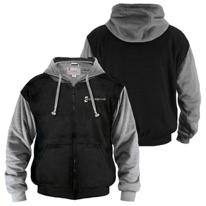 Gerbing black and grey zip up hoodie with front and back view