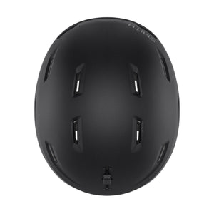 Matte black Smith Optics ski helmet viewed from above