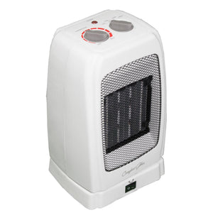 World Marketing Comfort Glow white portable ceramic space heater with adjustable thermostat and fan settings