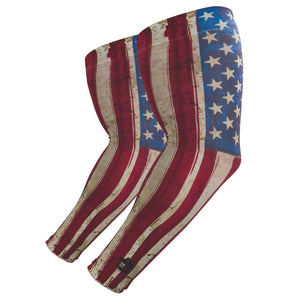 Chill-Its arm sleeves featuring a distressed American flag pattern