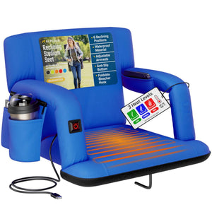 Alpcour Reclining Heated Stadium Seat with Armrests - Wide