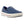 Korkers blue canvas slip on shoe with white rubber sole