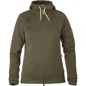 FjallRaven olive green zip up fleece hoodie with drawstring
