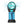 Portable misting fan with blue water tank and black base