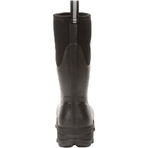 Back view of a black Muck Boot with a pull tab