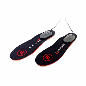 Glovii black heated shoe insoles with battery packs and cables