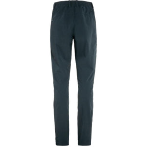 Back view of dark grey FjallRaven trousers with elasticated waistband