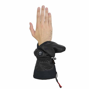 Seirus black leather heated glove with power button on wrist
