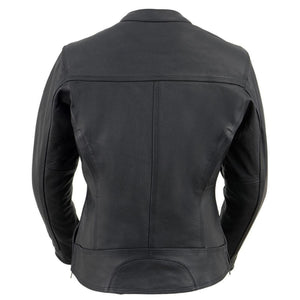 Back view of a black Milwaukee Leather motorcycle jacket