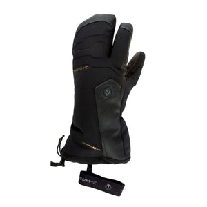 Therm-ic black heated three-finger ski mitten with power button