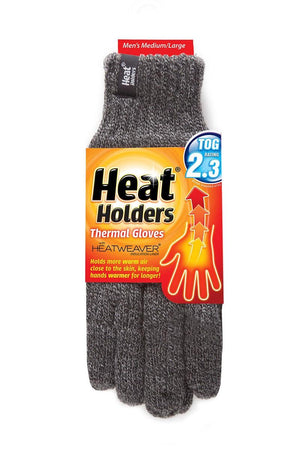 Heat Holders grey thermal gloves with 2.3 tog rating packaging