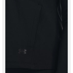 Close up of black Under Armour jacket pocket and logo
