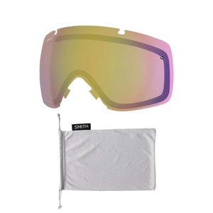 Smith replacement goggle lens with yellow tint and grey microfiber storage bag