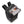 Black backpack with open top compartment containing a snack bar and charging cable