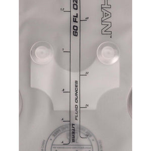 Nathan hydration bladder with fluid ounce and liter measurement markings