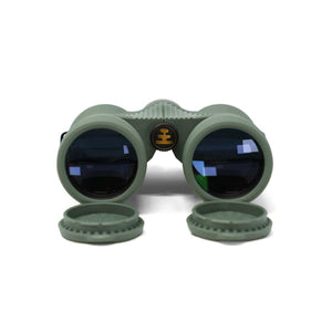 Olive green NOCS Provisions binoculars with lens caps open