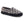 Acorn slipper with black and white diamond pattern and black suede trim