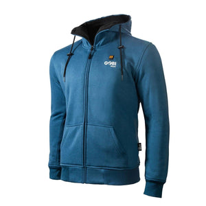 Gobi Heat blue zip up hoodie with hood and front pockets