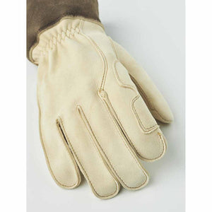 Hestra cream leather work glove with brown cuff
