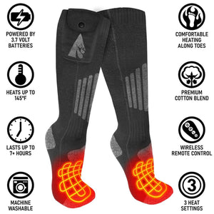 Open Box ActionHeat Cotton 3.7V Rechargeable Heated Socks 2.0 with Remote