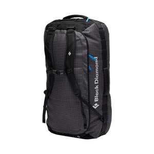 Black Diamond black and white patterned duffel backpack with shoulder straps