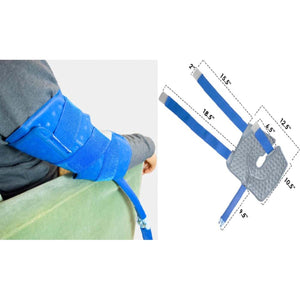 Polar Products elbow cold therapy wrap with dimensions shown